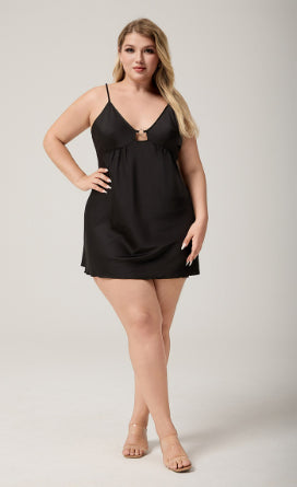 Plus-size Satin Chiffon Camisole Pajamas For Women Sexy Nightgown With V-neck Loungewear Set