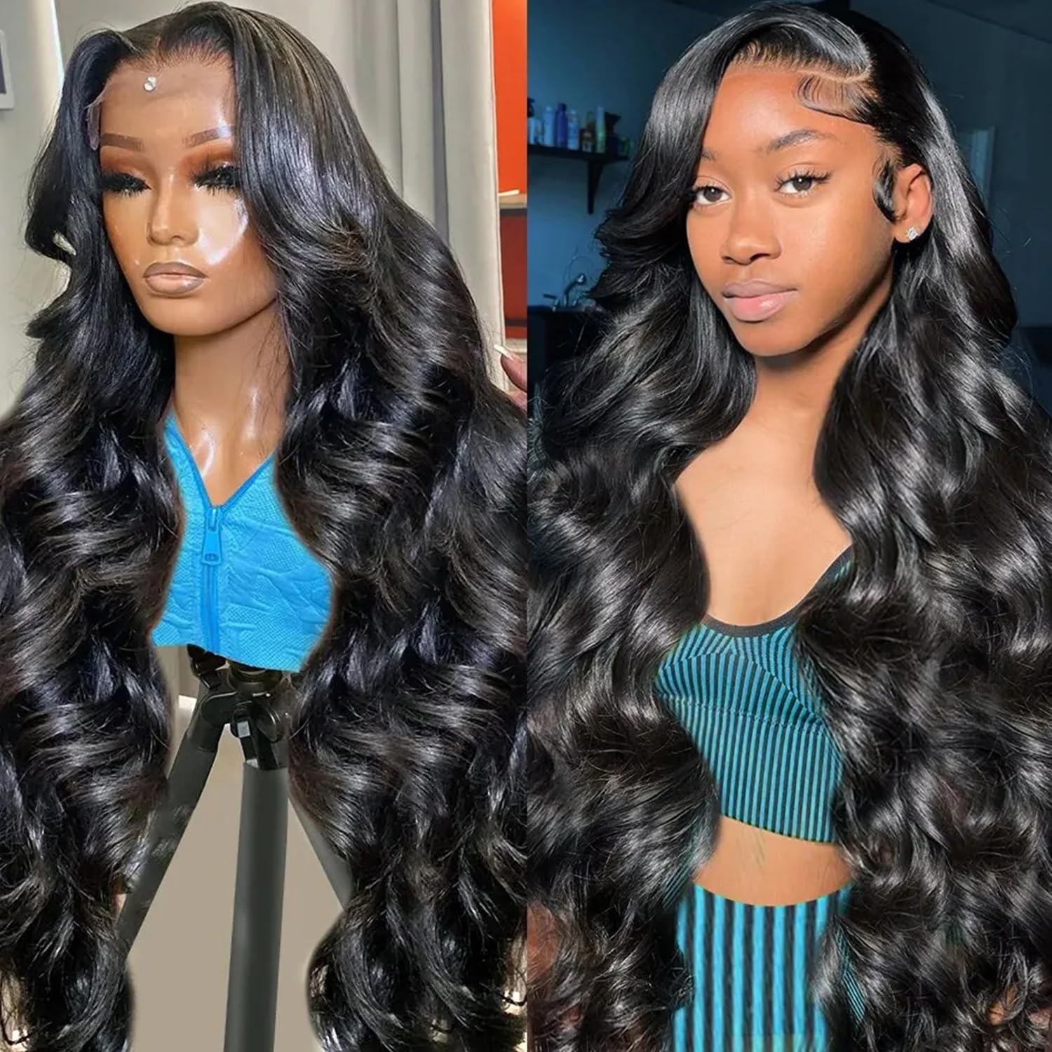 13x4 Lace Front Human Hair Wigs Natural Color Body Wave Density