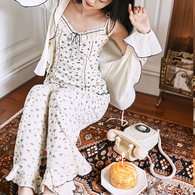 Sweet Camisole Three-Piece Loungewear Set For Women