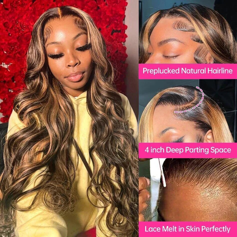 13x4 Lace Frontal Human Hair Wig P4 27 Body Wave Density