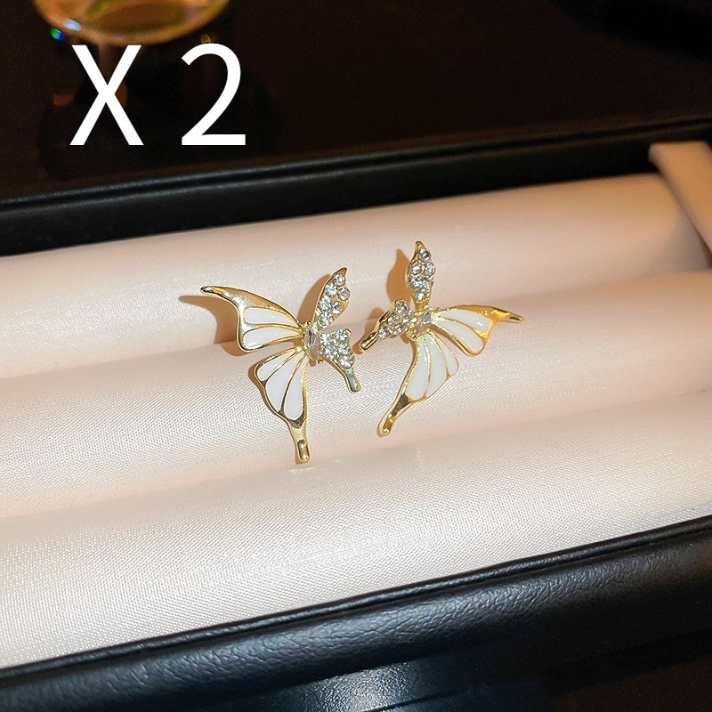 Fashion Jewelry Rhinestone Dripped Butterflies Stud Earrings Sweet Everyday Versatile Jewelry For Women