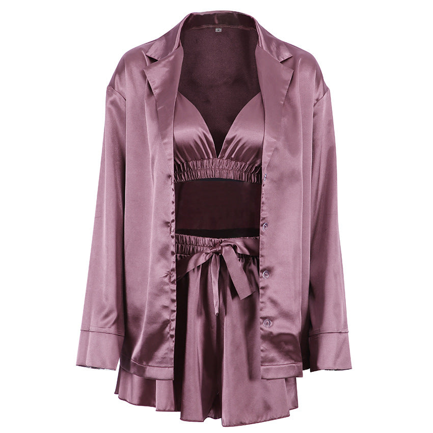 Luxury Comfortable Pajamas For Women 3 Piece Loungewear Set