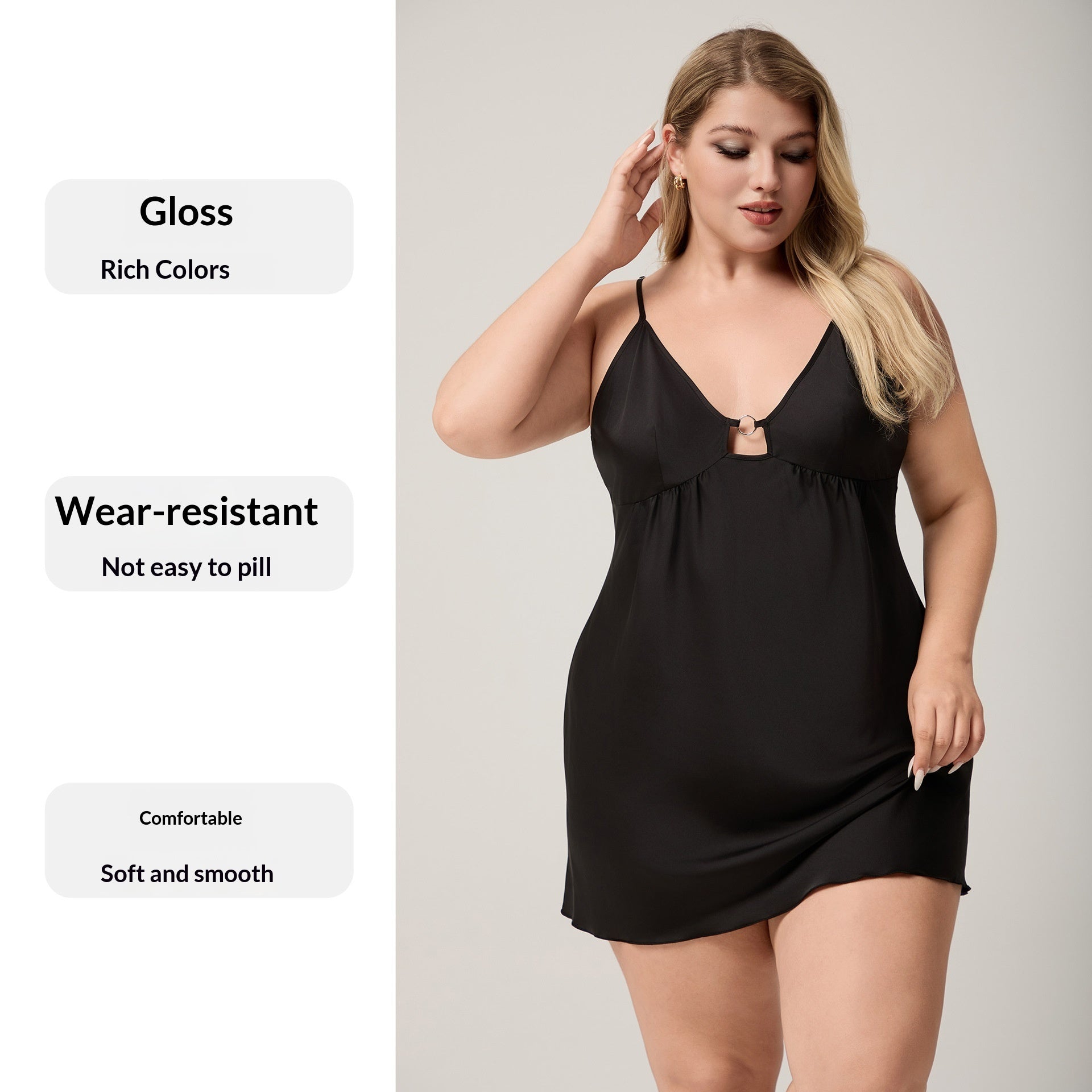 Plus-size Satin Chiffon Camisole Pajamas For Women Sexy Nightgown With V-neck Loungewear Set
